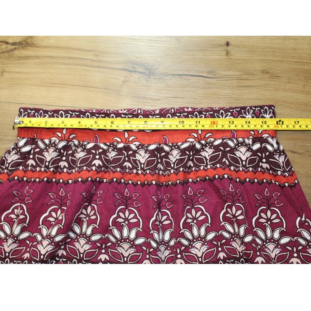 LOFT Boho Floral A-Line Skirt Multicolor Burgundy Orange White Women’s M - Picture 2 of 6